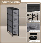 Sorbus Narrow Dresser with 4 Drawers - Vertical Slim Storage Chest of Drawers with Steel Frame, Wood Top & Easy Pull Fabric Bins for Small Spaces, Closets, Bedroom, Bathroom & Laundry (Black/Charcoal)