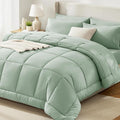 CozyLux Twin Comforter Set with Sheets Sage Green, 5 Pieces Bed in a Bag, Green Comforter Twin Size, All Season Bedding Set with Stitch Quilted Comforter, Flat Sheet, Fitted Sheet, Pillowcases