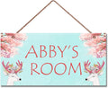 Personalized Sign, Cute Deer Sign, David's deer Flowers Kids Room Custom Name Door Wall Decor, Floral Nursery Art Plate For Boys Room Girls Bedroom Little Man Cave