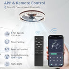 LEDIARY 20" Modern Ceiling Fans with Lights and Remote, Dimmable Low Profile Ceiling Fan, Flush Mount Ceiling Fan, Stepless Color Temperature Change and 6 Speeds - Brown