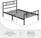Yaheetech Twin Size Metal Platform Bed Frame with Simple Headboard and Footboard, Mattress Foundation for Under Bed Storage, Steel Slat Support, No Box Spring Needed, Easy Assembly, Black