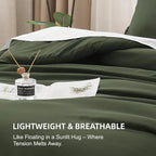 Litanika Comforters Olive Green Oversized King Size, 3 Pieces Lightweight Solid Bedding Comforter Set, All Season Fluffy Bed Set (120x98In Comforter & 2 Pillowcases)