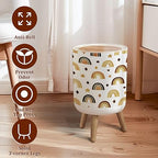 Small Trash Can with Lid Scandinavian Boho Nursery Rainbow Neutral Gender Colors Watercolor Garbage Bin Pet Proof Waste Basket for Kitchen Bathroom Office Bedroom Decorative 1.8 Gallon