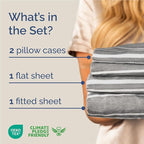 Full Size 4 Piece Sheet Set - Comfy Breathable & Cooling Bed Sheets Set - Hotel Luxury Bedding for Women, Men, Kids, Teens, Boys & Girls - Deep Pockets, Soft, Wrinkle Free - Oeko-Tex - Grey Stripes 3
