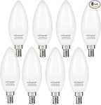 comzler 8 Pack Candelabra LED Light Bulbs E12 Base 60 Watt Equivalent, 2700K Warm White B11 Chandelier E12 Small Base Type B Light Bulbs Shape, 600 Lumens Ceiling Fan Light Bulbs, No-Dimmable
