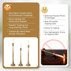 Gold Taper Candle Holder 3-Pack - Elegant Candlestick Holders for Wedding, Table, Party Decor - Holds 3/4 inch Taper Candles
