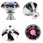Ravinte 10 Pack Colorful Crystal Drawer Knobs - Glass Cabinet Knobs, Diamond Shaped, 30 mm with Black Base