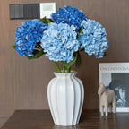 4Pcs 22 inch Lifelike Artificial Hydrangea, 2 Blue & 2 Dark Blue Large Real Touch Flowers Artificial Flowers Dry Flowers Outdoor Wedding Christmas Office Family Party Living Room Table Deco