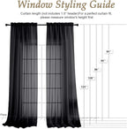 OVZME Black Sheer Curtains 84 Inches Long 2 Panels Set, Light Filtering Sheer Curtains for Living Room Bedroom 59 Inch Extra Wide, Modern Voile Filmy Rod Pocket Window Drapes, 59Wx84L Inches