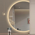 YUDACHU 40"×28" LED Mirror for Bathroom, Anti Fog Half Moon Mirrors for Wall-Irregular Modern Vanity Mirror-with Backlit, 3 Colors, Stepless Dimmable, Shatter-Proof