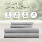 Linen Market Double-Brushed Microfiber California King Sheet Set 4 Piece – Oeko-TEX Certified Ultra Soft & Wrinkle-Free - 16" Deep Pocket Sheets Easy Care Cal-King Size - Light Gray