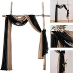 MIULEE Black Window Scarf Valance for Halloween Party - Sheer Curtain Scarf Topper Window Treatment Decorative Drapes for Wedding Arch Ceremony Canopy Bed, Swag Curtain One Panel, 37"x 216"