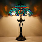Tiffany Table Lamp Blue Green Stained Glass Desk Lamp 16X16X24 Inches Jewelry Baroque Style Reading Light