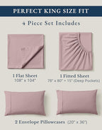 LANE LINEN 100% Organic Cotton King Size Bed Sheets, Sustainably Produced Okeo Tex Certified Cotton Sheets King, Luxury Hotel Percale Soft & Comfy Comes in Variety of Colors -Lilac