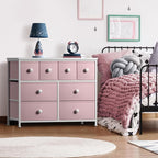 Sorbus Fabric Dresser for Kids Bedroom - Chest of 8 Drawers, Storage Tower, Clothing Organizer, for Closet, for Playroom, for Nursery, Steel Frame, Fabric Bins - Knob Handle (Pastel Pink)