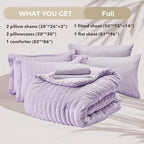 HYMOKEGE Lavender Full Size Comforter Sets Seersucker 7 Pieces, All Season Luxury Bed in a Bag for Bedroom, Bedding Set with Comforters, Sheets, Pillowcases & Shams
