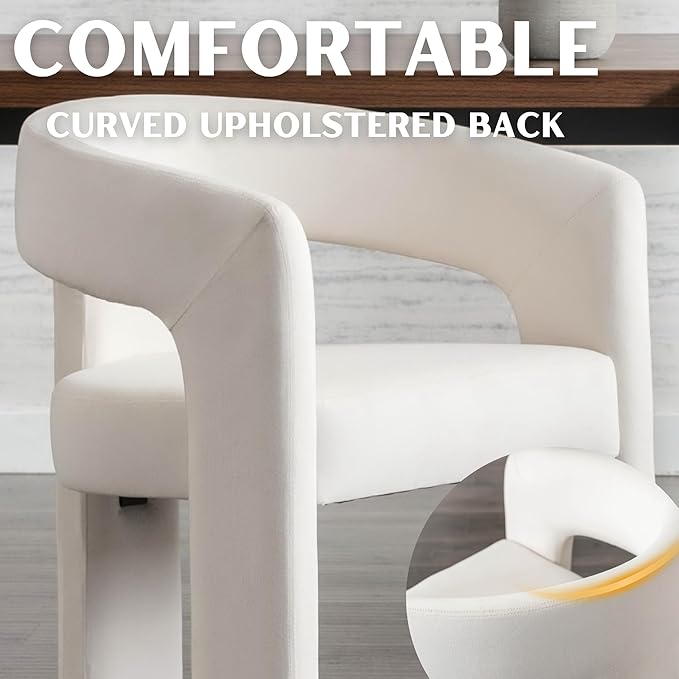 Modern Barrel Dining Chairs Set of 5, Velvet Upholstered Accent Side Chair with Arms Comfy Makeup Vanity Chairs, Dining Living Room Kitchen Chairs, Beige