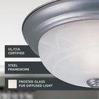 Designers Fountain 13 in 3-Light Flush Mount Ceiling Light, Pewter with Alabaster Glass Shade, 1257M-PW-AL
