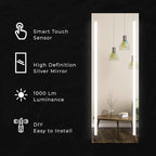 Full Length LED Lighted Free Standing Floor Mirror with ON/OFF Touch Button for Makeup, Dressing in Bedroom & Living Room 19"x59" by Fab Glass and Mirror