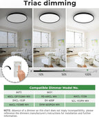 hepside 23INCH Big Dimmable Flush Mount Ceiling Light Fixture Black, 3CCT Selectable 3000/4000/6500K Ceiling Lamp, 50W 5000LM Super Bright Low Profile Light for Bedroom, Kitchen, Bathroom, Hallway