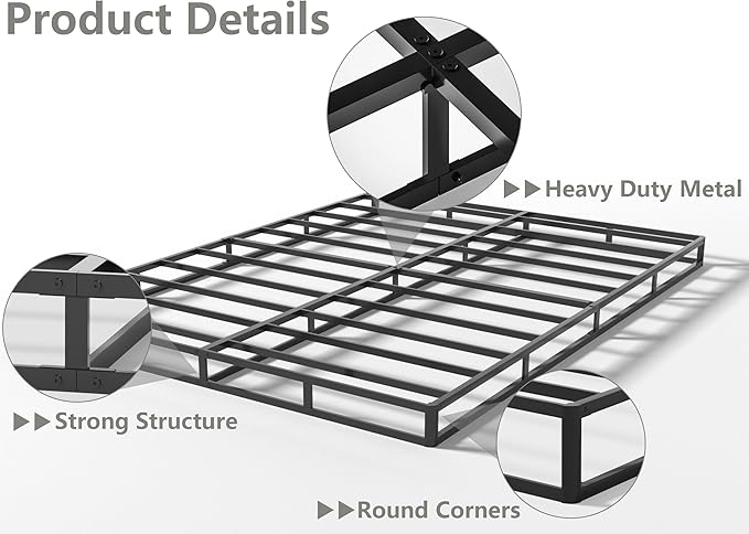 Qingzhou 5 Inch Box Spring Full Size Bed, Heavy Duty 3000 LBS Metal Bed Base with Easy Clean Fabric Cover Easy Assembly Mattress Foundation