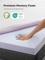 PERLECARE 2 Inch Gel Memory Foam Mattress Topper for Pressure Relief, Premium Soft Mattress Topper for Cooling Sleep, Non-Slip Design with Removable & Washable Cover, CertiPUR-US Certified - Twin