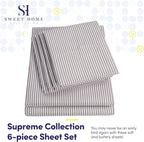 King Size Bed Sheets - 6 Piece 1500 Supreme Collection Fine Brushed Microfiber Deep Pocket King Sheet Set Bedding - 2 Extra Pillow Cases, Great Value, King, Classic Stripe Gray