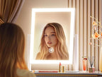 Lighted Makeup Mirror, Hollywood Vanity Mirror with Lights, Three Color Modes，Detachable 10X Magnification Mirror, Smart Touch Control, 360°Rotation (15.2in)