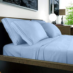 DREAMCARE Sheets Full Size Bed - Cooling Bed Sheets - 6pcs Set - Full Sheet Set - Full Size Sheets - Full Size Sheet Sets Soft & Long Lasting 100% Fine Brushed Polyester with Side Pocket - Light Blue