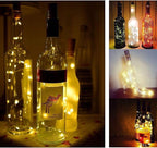 YJFWAL 24Pack 20LED Wine Bottle Lights with Cork, Silver Copper Wire Fairy Mini String Lights, Battery Operated for DIY, Party, Wedding, Christmas, Halloween Decor (Warm White)
