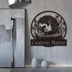 Custom Hedgehog Metal Sign, Personalized Hedgehog Metal Wall Art,Hedgehog Lovers Gift Metal Kid Room Decor,Personalized Hedgehog Lover Name Sign,Kid Nursery Decoration (Hedgehog B)