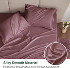 Love's cabin Satin Queen Sheets Set - 4 Piece Rose Taupe Silky Bed Sheets Set with Deep Pocket, Luxury Silk Feel Satin Queen Size Sheet Set (1 Flat Sheet,1 Fitted Sheet,2 Pillow Cases)