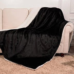 NANPIPER Fleece Blanket Sherpa Throw,Soft Fuzzy Twin Blankets for Couch,Black 60"x80"