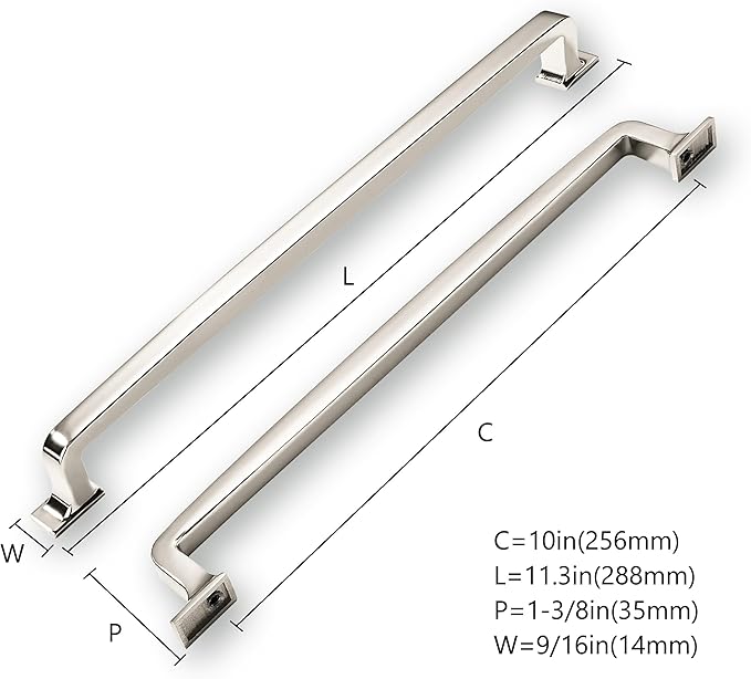 KHTUMEWARE 6 Pack 10 Inch Cabinet Handles - Polished Nickel Kitchen Pulls and Drawer Handles