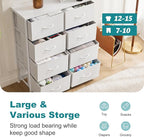 OLIXIS Dresser for Bedroom, Drawer Dresser Organizer Storage Fabric Storage Tower, Chest of Drawers with 8 Easy Pull Fabric Bins, Steel Frame, Wood Top for Living Room, Closet, Entryway, Hallway