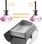 12pcs Diamond Shape Crystal Glass 30mm Cabinet Drawer Knob Pink