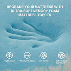 SINWEEK 3 Inch Mattress Topper 5-Zone Memory Foam Mattress Topper Pressure Relieve Soft Mattress Pad, CertiPUR-US Certified, Twin Size Blue