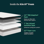 Tuft & Needle Kin Medium Firm 10" Twin XL Adaptive Foam Mattress in a Box, Cooling Pressure Relief, Balanced Support, 100 Night Trial, Fiberglass-Free, CertiPUR-US, 10-Year Limited Warranty