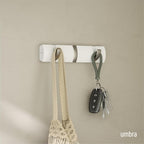 Umbra Flip Wall-Mounted Coat Rack Rail Hook for Hats, Jackets, Bags and More – Modern, Space-Saving Storage Organizer for Entryway, Mudroom, Closet, Bathroom, Bedroom, Kids Room, or Nursery, 3 Hooks,