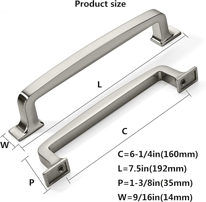 Khtumeware 6 Pack 6-1/4 Inch Drawer Pulls - Satin Nickel Kitchen Hardware