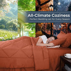 HEVUMYI Burnt Orange King Comforter Set - 7-Piece All Season Bed in a Bag King, Ultra Soft Bedding Set with Comforter, Flat Sheet, Fitted Sheet, Pillowcases, Pillow Shams