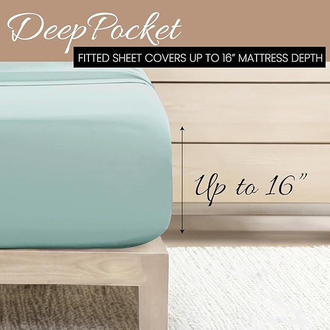 Linen Market Bed Sheets for Twin Size Bed (Aqua) - Sleep Better Than Ever with These Soft and Cooling Twin Sheets - Deep Pocket Fits 16" Thick Beds - 3 Piece Twin Sheet Set