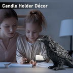 Raven Gothic Home Decor Fake Crow Light Holder Raven Lamp Tealight Candle Holder Resin Raven Statue Wearing Silver 2PCS