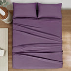 Mejoroom Striped King Size Bed Sheet Set - Hotel Luxury 1800 Bedding Sheets & Pillowcases - 15" Deep Pocket Fitted Sheet, Soft, Breathable, Wrinkle & Fade Resistant - 4 Piece(02-Purple)