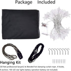 Comtelek 8 Corner Bed Canopy with 100 LED Star String Lights Battery Operated, Bed Netting Unique Style 4 Door Square Canopy Bed Curtains Canopy - Suggested for Twin Full Queen King Bed
