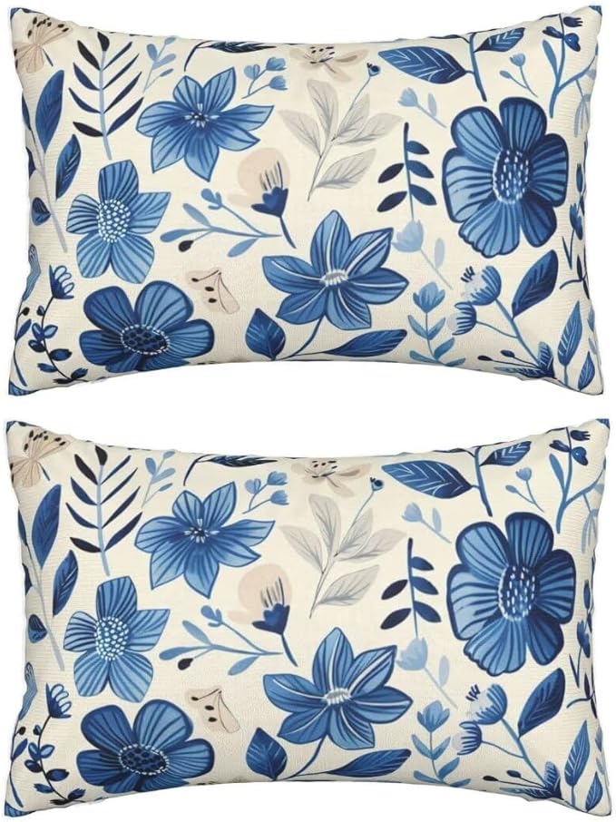 Outdoor Pillows Blue Pillow Covers 16x28 Inch Set of 2 Throw Pillow Covers, Scandinavian Throw Pillows, Lumbar Pillows Cushion Covers Decorative Pillow Covers for Couch Garden Patio Furniture J334
