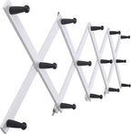 SKOLOO Hat Rack for Wall with 14 Hooks, Solid Wooden, Modern, Expandable Coat Rack Wall Mount for Coats, Hats, Bags, Baseball Caps, Black on White