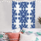 Batmerry Blue Art Flower Tapestry,Blue White Ceramic Glaze Tie Dye Wall Art Hanging Decoration Polyester Fiber White Ruffled Around for Dorm Room Bedroom Living Room, 82.7x59.1 inches