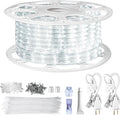 SURNIE Rope Lights Outdoor Waterproof Daylight White: LED 100FT Cuttable Outside Bright 110V Lighting 6000K Connectable Flexible Cool Clear Tube, Indoor Deck Patio Xmas Camping Decor, Not Flat Strip