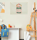 Kids Painting Training Rectangular Canvas Banner Flag Sign Poster Wall Decor Gift for Boys Girls,Practice Drawing Room Essential Gallery Nursery Classroom Playroom Wall Decor-Crayons Box Theme